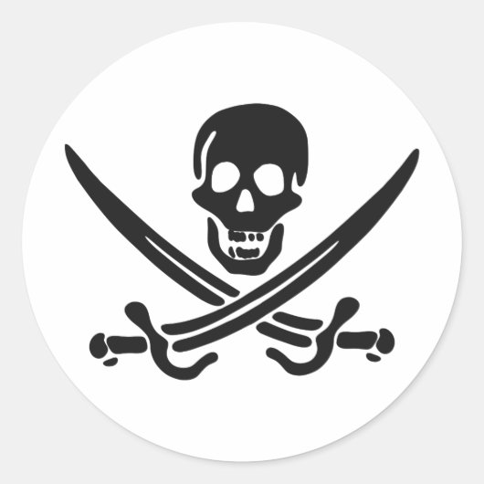 Pirate skull-silhouet - Kies achtergrondkleur Ronde Sticker (Voorkant)