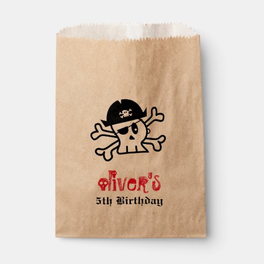 Pirate Skull Skeleton Boy Birthday Party Favor Bag Bedankzakje (Voorkant)