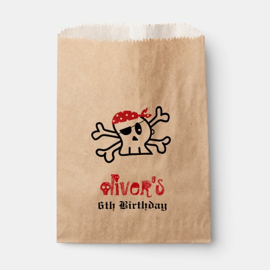 Pirate Skull Skeleton Boy Birthday Party Favor Bag Bedankzakje (Voorkant)