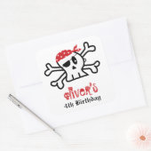 Pirate Skull Skeleton Boy's Birthday Party Favor Vierkante Sticker (Envelop)