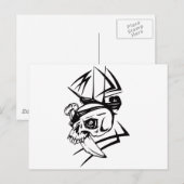 Pirate Skull Skeleton Sword Ship Tattoo Style Briefkaart (Voorkant / Achterkant)