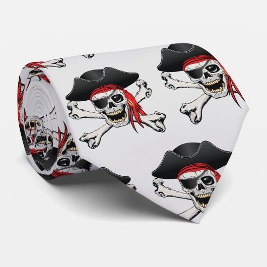 Pirate Skull Stropdas (Opgerold)