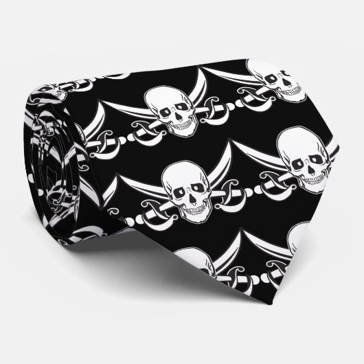 Pirate Skull Stropdas (Opgerold)