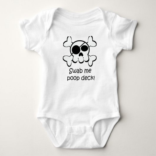 Pirate Skull Swab Me Poop Deck Romper (Voorkant)