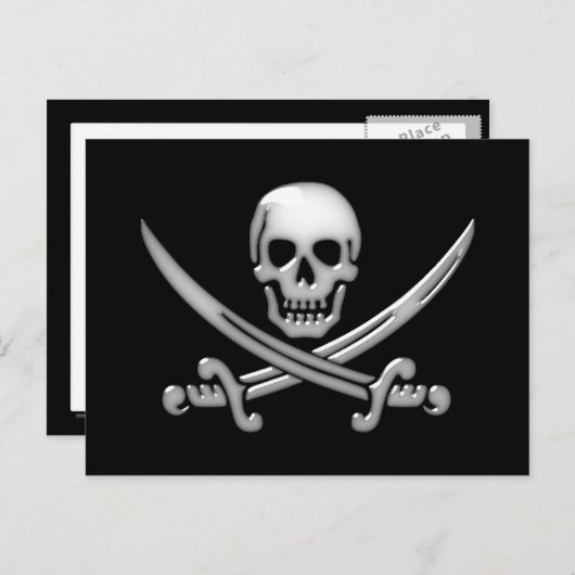 Pirate Skull & Sword Crossbones (TLAPD) Briefkaart (Voorkant / Achterkant)