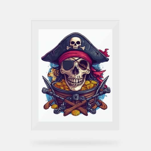 Pirate Skull Treasure Acryl Bord (Voorkant)