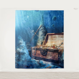 Pirate Skull Treasure Gold Tapestry Wandkleed