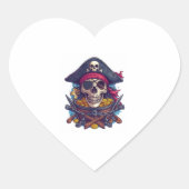 Pirate Skull Treasure Hart Sticker (Voorkant)
