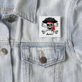 Pirate Skull Vierkante Button 5,1 Cm (In situ)