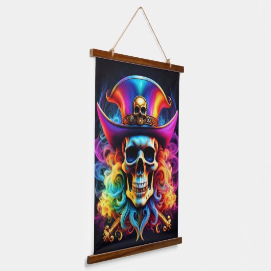 Pirate Skull Wall Tapestry Hangend Wandkleed (Gebogen)