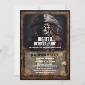 Pirate Skull Zwart Halloween Feest Kaart (Voorkant)