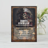  Pirate Skull Zwart Halloween Feest Kaart (Staand voorkant)