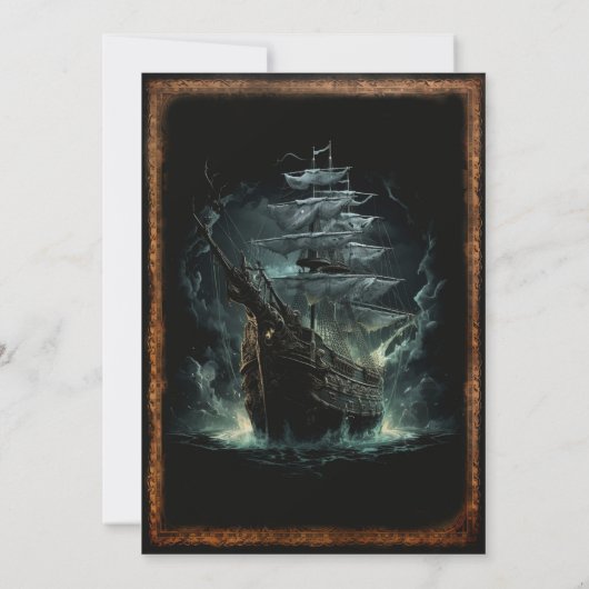  Pirate Skull Zwart Halloween Feest Kaart (Achterkant)