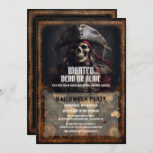 Pirate Skull Zwart Halloween Feest Kaart (Voorkant / Achterkant)