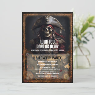 Pirate Skull Zwart Halloween Feest Kaart