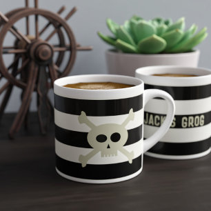 Pirate Skull Zwart-wit Gestreepte Espresso Cup Kop