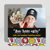 Pirate Skulls & Botten Boy Verjaardagsfeestje Uitn Kaart (Voorkant / Achterkant)