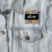 Pirate Skulls & Botten Kind Birthday Party Name Ta Vierkante Button 5,1 Cm (In situ)