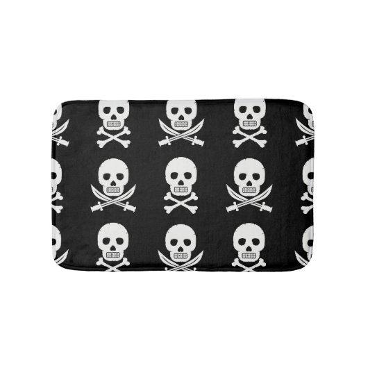 Pirate Skulls Crossbones Naadloos Patroon Badmat (Voorkant)