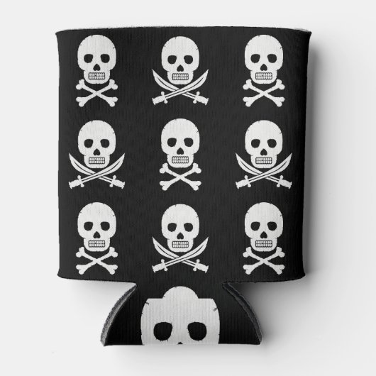 Pirate Skulls Crossbones Naadloos Patroon Blikjeskoeler (Voorkant)