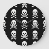 Pirate Skulls Crossbones Naadloos Patroon Grote Klok (Voorkant)