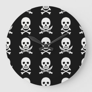 Pirate Skulls Crossbones Naadloos Patroon Grote Klok