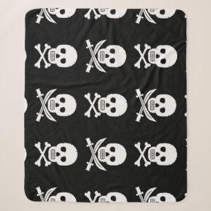Pirate Skulls Crossbones Naadloos Patroon Sherpa Deken