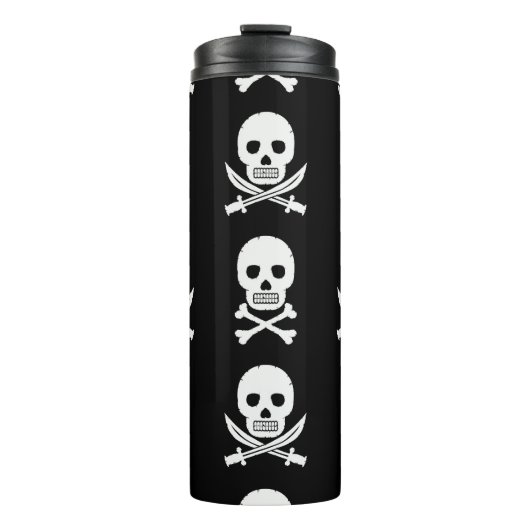 Pirate Skulls Crossbones Naadloos Patroon Thermosbeker (Voorkant)