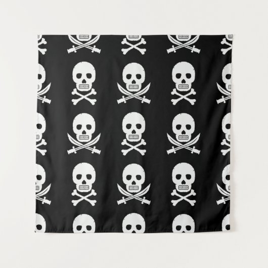 Pirate Skulls Crossbones Naadloos Patroon Wandkleed (Voorkant)