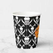 Pirate Skulls en Botten Happy Halloween Papieren Bekers (Rechts)