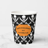 Pirate Skulls en Botten Happy Halloween Papieren Bekers (Voorkant)