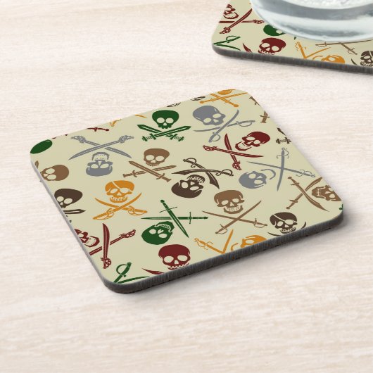 Pirate Skulls met gekruiste zwaarden Bier Onderzetter (Linkerzijde)
