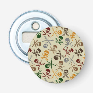 Pirate Skulls met gekruiste zwaarden Button Flesopener