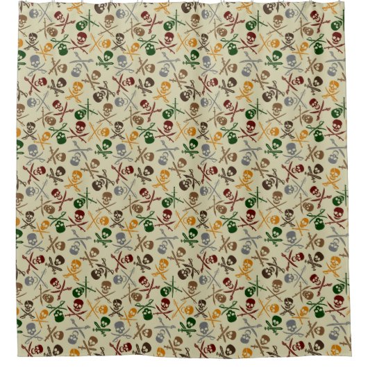 Pirate Skulls met gekruiste zwaarden Douchegordijn (Voorkant)