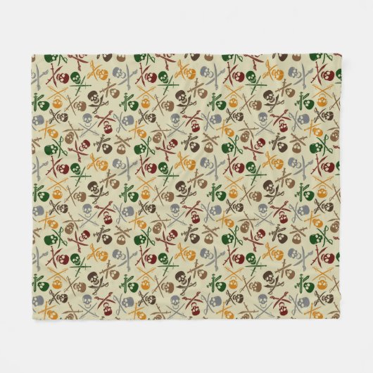 Pirate Skulls met gekruiste zwaarden Fleece Deken (Voorkant (Horizontaal))