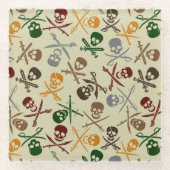 Pirate Skulls met gekruiste zwaarden Glazen Onderzetter (Voorkant)