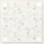 Pirate Skulls met gekruiste zwaarden Glazen Onderzetter (Achterkant)