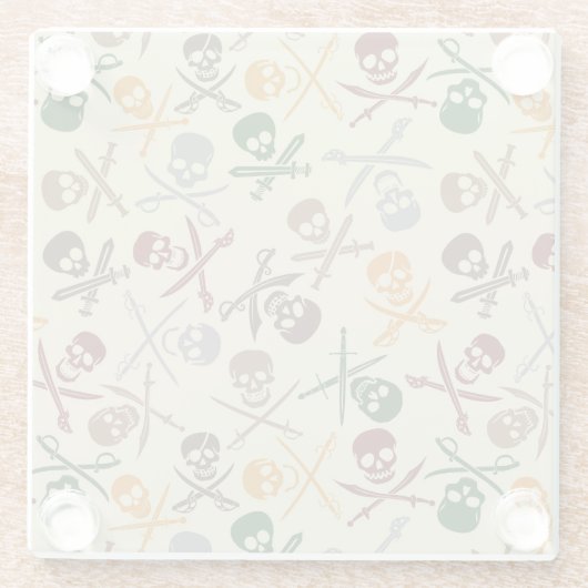 Pirate Skulls met gekruiste zwaarden Glazen Onderzetter (Achterkant)