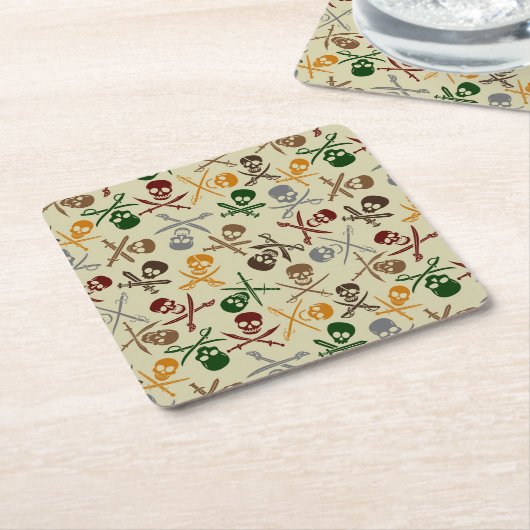 Pirate Skulls met gekruiste zwaarden Kartonnen Onderzetters (Schuin)
