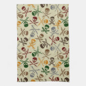 Pirate Skulls met gekruiste zwaarden Theedoek (Verticaal)