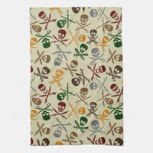 Pirate Skulls met gekruiste zwaarden Theedoek