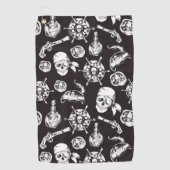 Pirate skulls zwart wit patroon golfhanddoek (Voorkant)