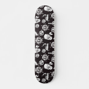 Pirate skulls zwart wit patroon persoonlijk skateboard