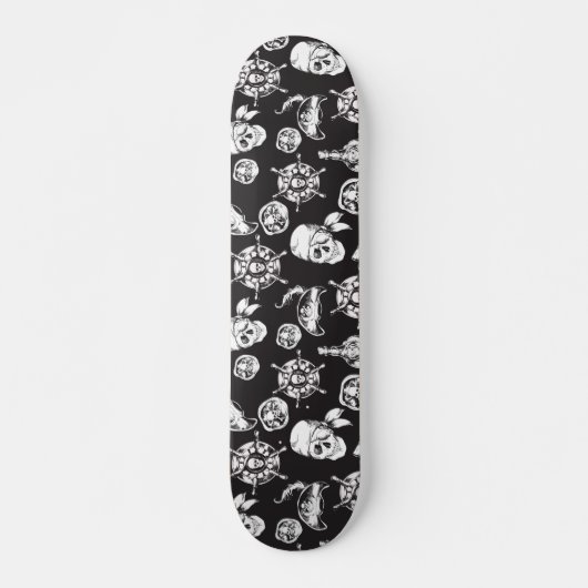 Pirate skulls zwart wit patroon persoonlijk skateboard (Voorkant)
