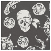 Pirate skulls zwart wit patroon stof (Close Up)