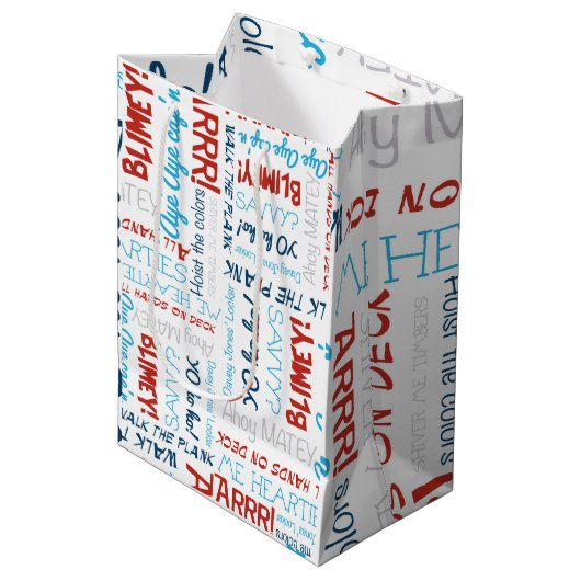 Pirate Slogans Party Pirate Medium Gift Bag Medium Cadeauzakje (Voorkant Gekanteld)