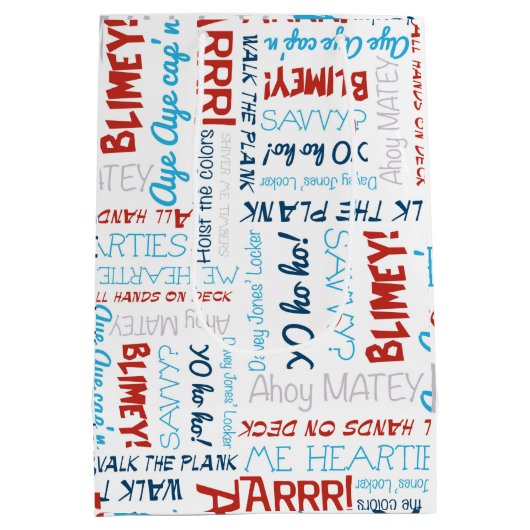 Pirate Slogans Party Pirate Medium Gift Bag Medium Cadeauzakje (Achterkant)