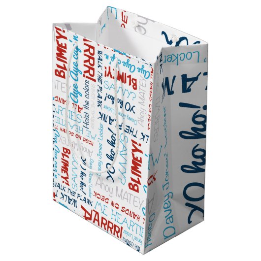 Pirate Slogans Party Pirate Medium Gift Bag Medium Cadeauzakje (Achterkant Gekanteld)