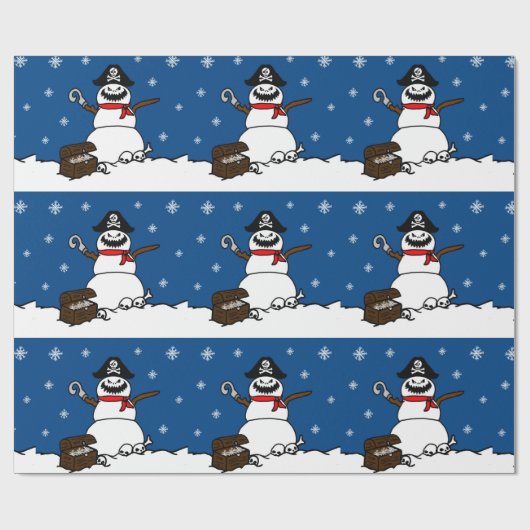 Pirate Snowman Wrapping Paper Cadeaupapier (Vlak)