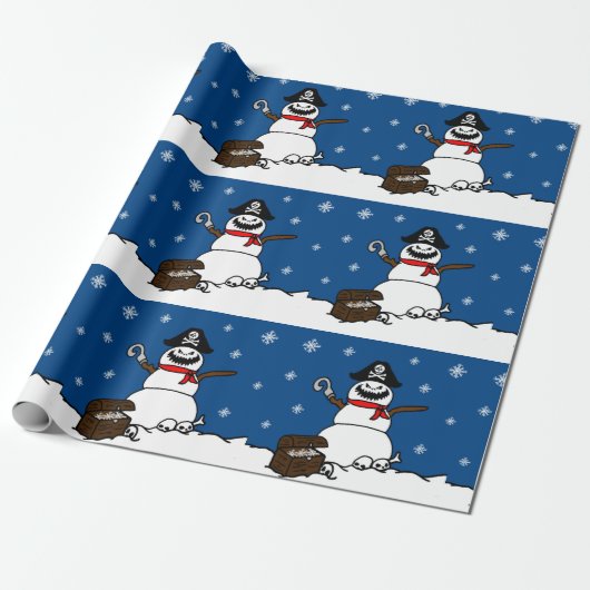 Pirate Snowman Wrapping Paper Cadeaupapier (Uitgerold)